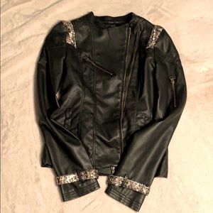 BKE faux leather jacket with sequins Size Small